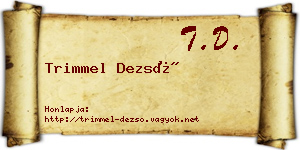 Trimmel Dezső névjegykártya